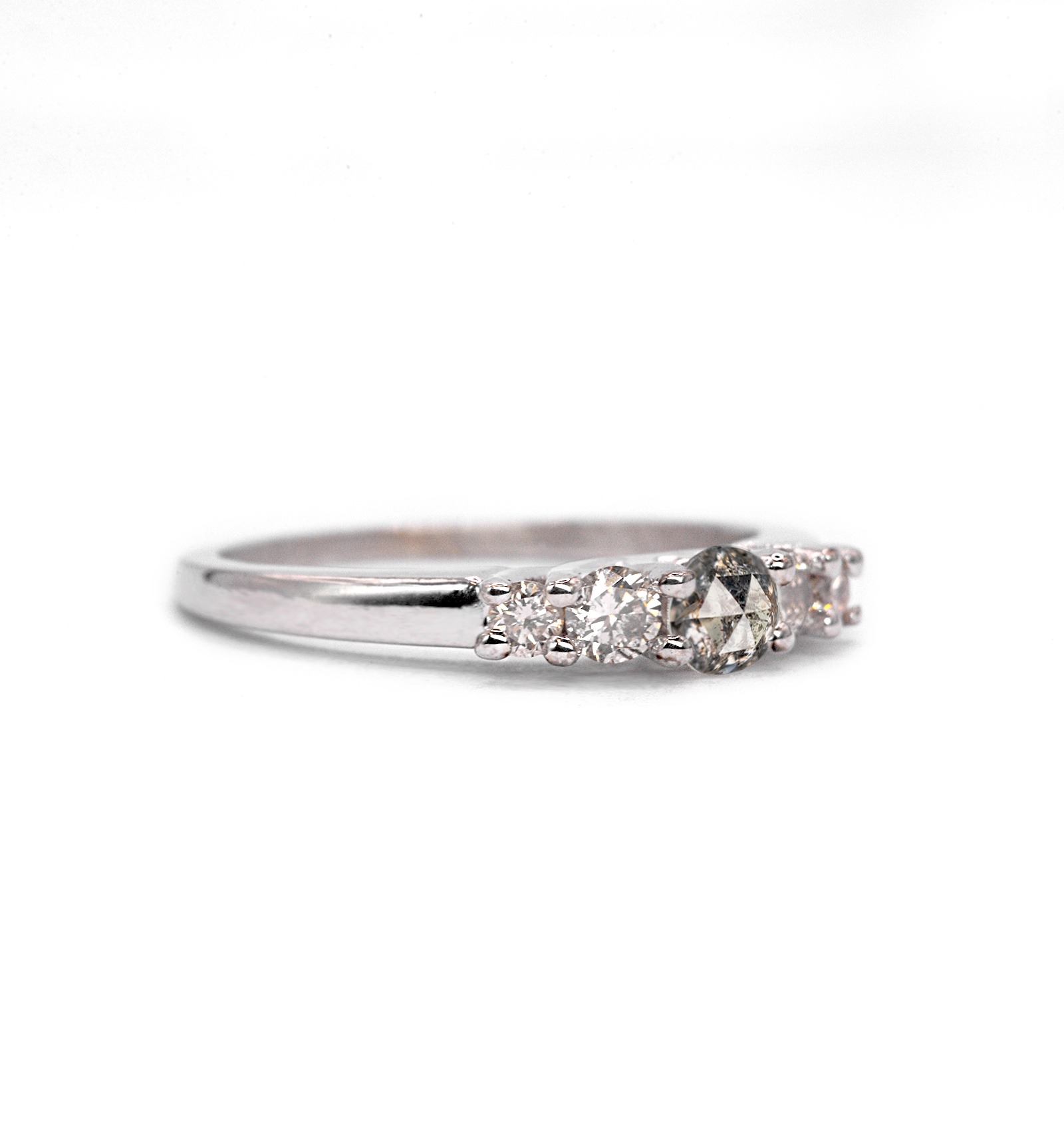 1.0ct salt and pepper diamond white gold ring for her with salt and pepper diamond and white diamonds. This unique ring comes in 9k,14k or 18k rose gold.