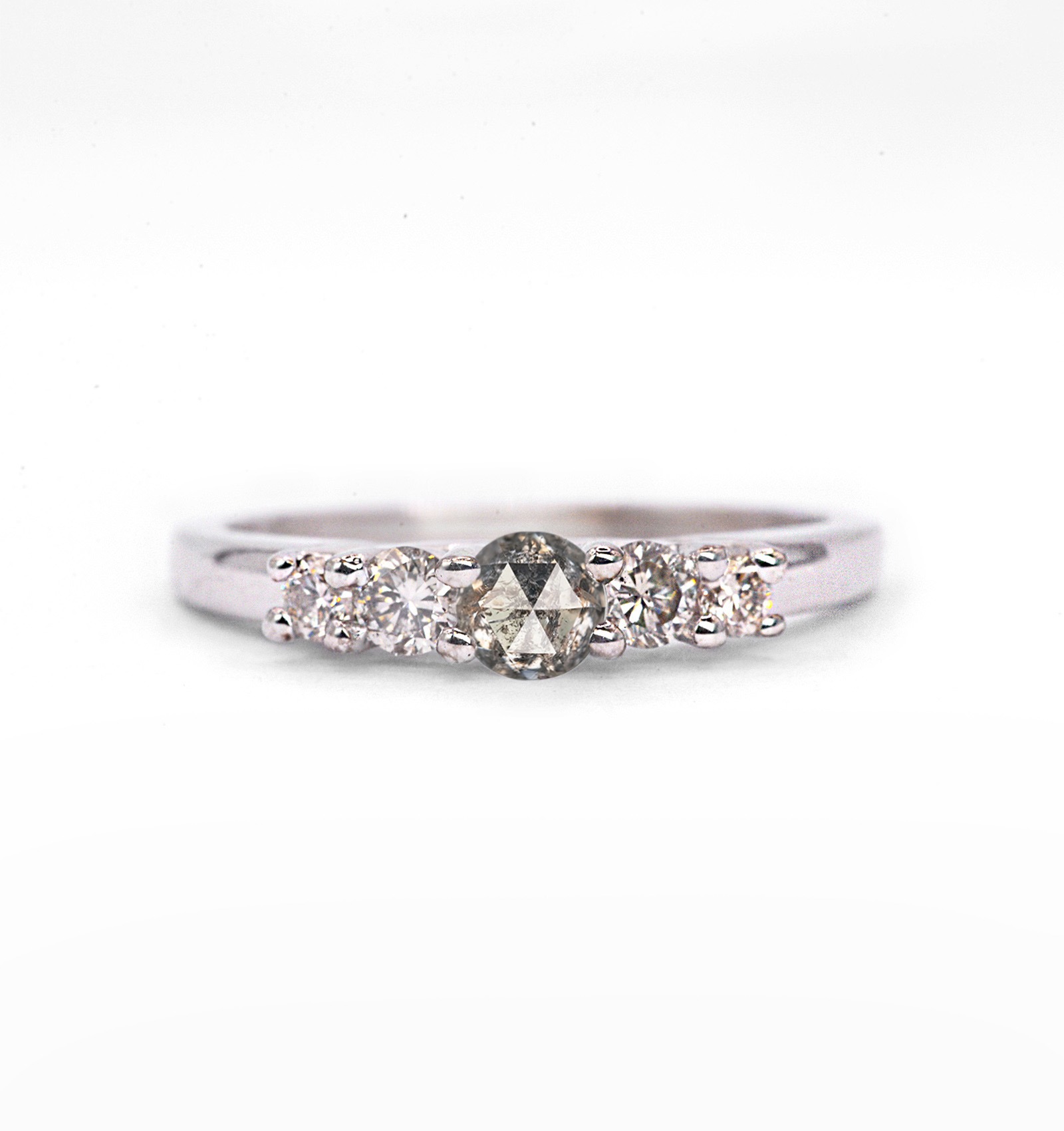 1.0ct salt and pepper diamond white gold ring for her with salt and pepper diamond and white diamonds. This unique ring comes in 9k,14k or 18k rose gold.