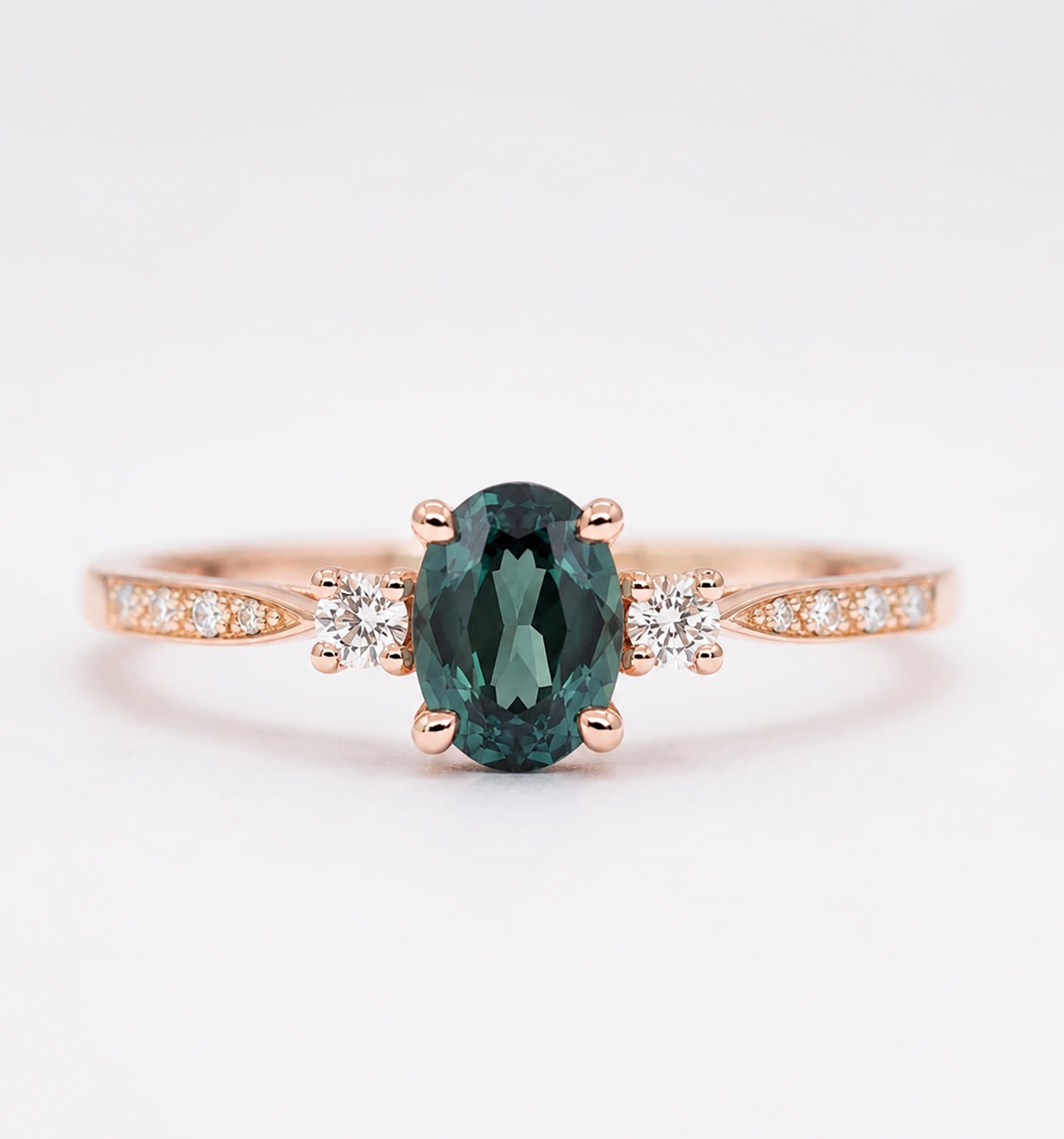 Oval Teal Sapphire Diamond Engagment Ring