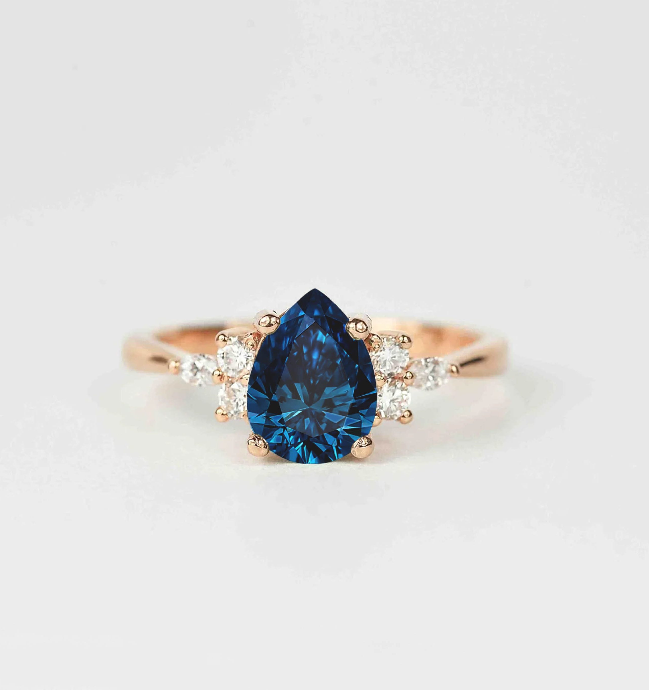 Celestial Midnight | Pear-Cut Blue Sapphire & Diamond Ring