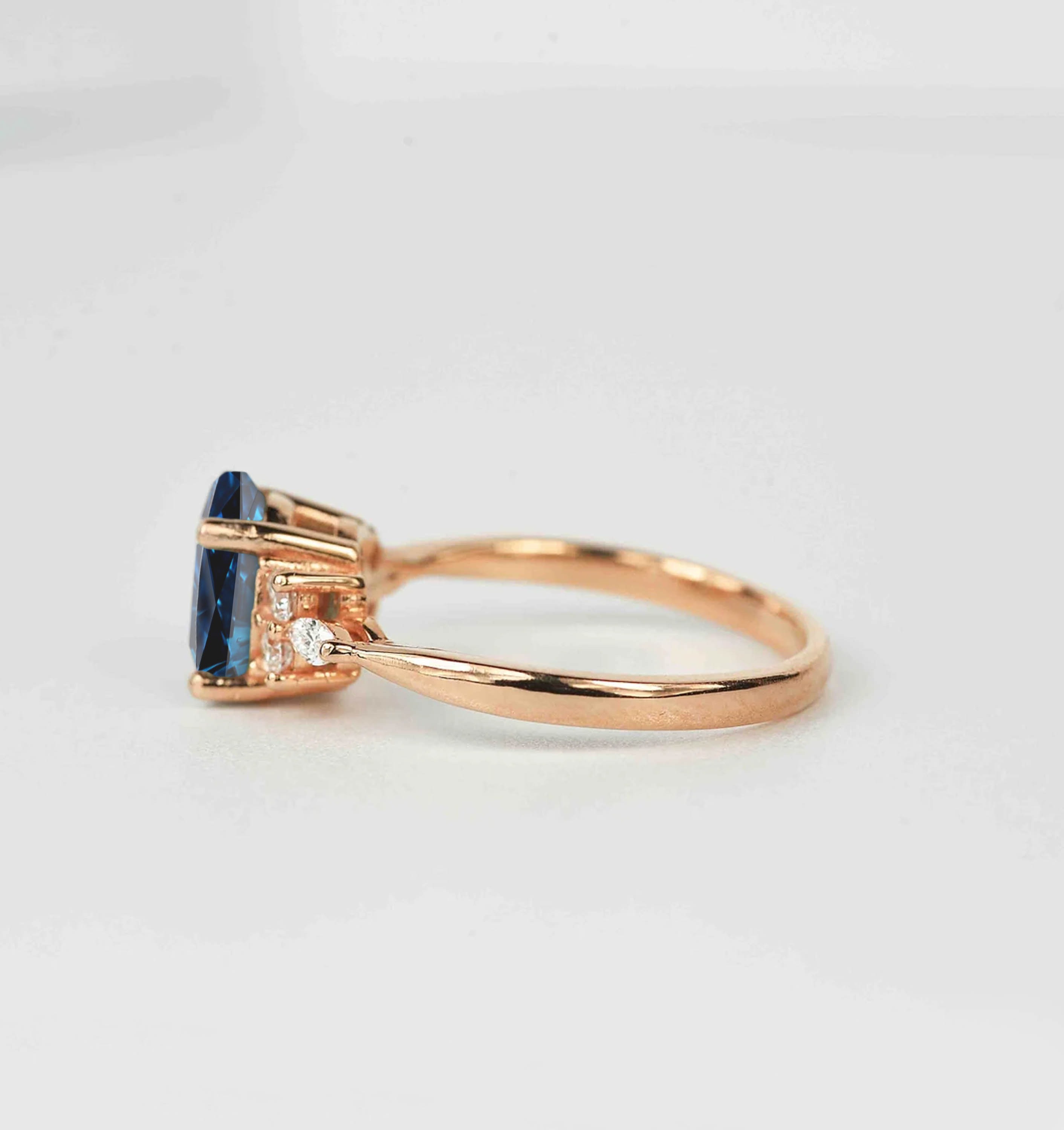 Celestial Midnight | Pear-Cut Blue Sapphire & Diamond Ring