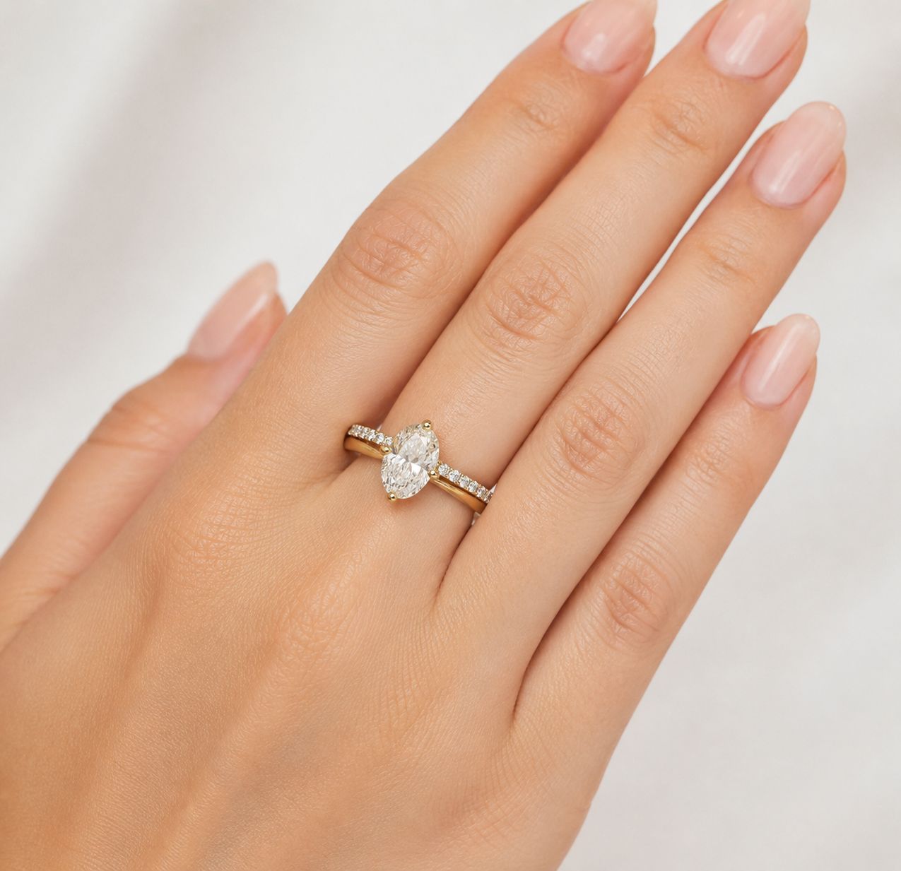 oval lab grown diamond ring set