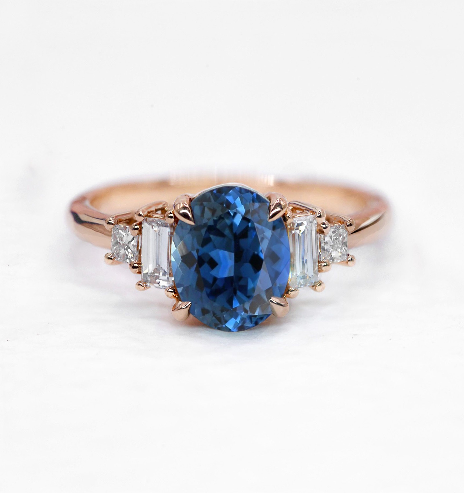 1.57ct Oval Blue sapphire and Diamond Vintage Engagement Ring