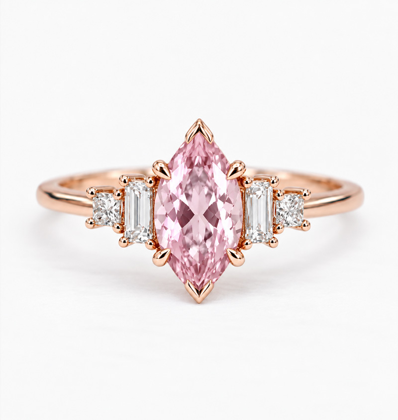 vintage inspire pink sapphire diamond engagement ring