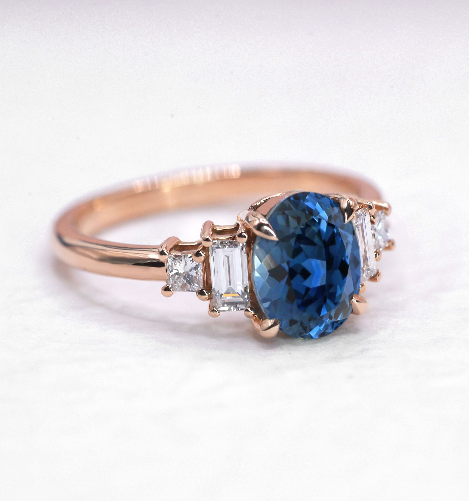 1.57ct Oval Blue sapphire and Diamond Vintage Engagement Ring