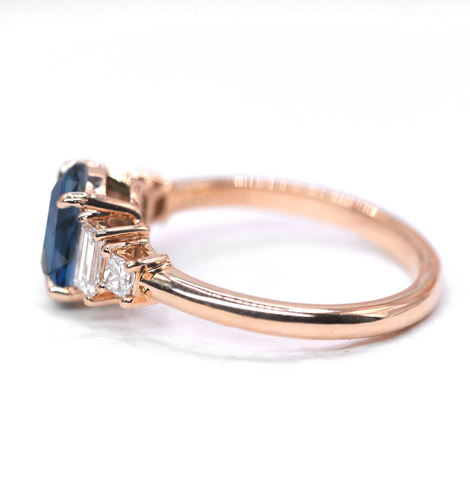 1.57ct Oval Blue sapphire and Diamond Vintage Engagement Ring