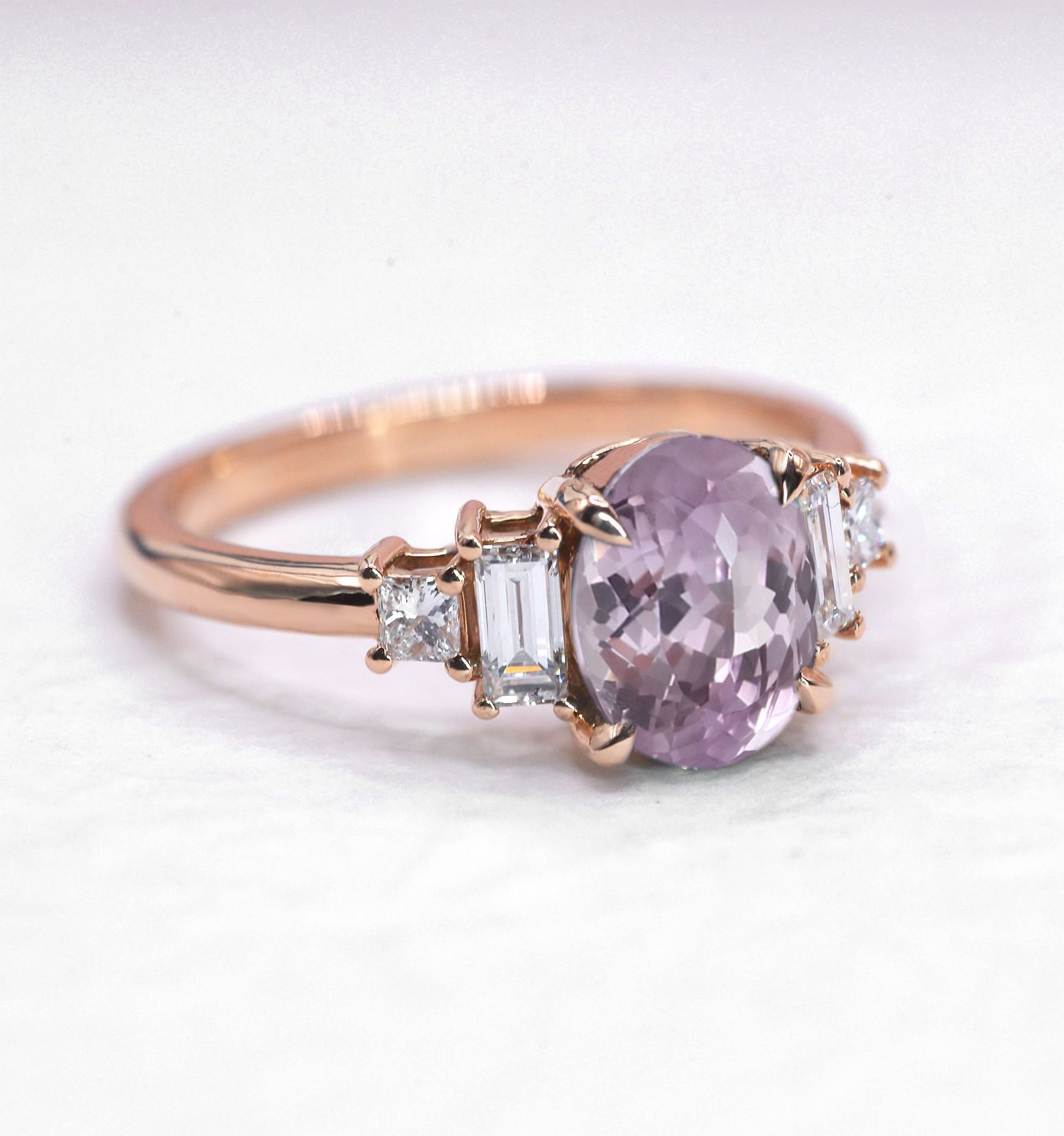 Oval Lavender Sapphire Vintage Engagement Ring