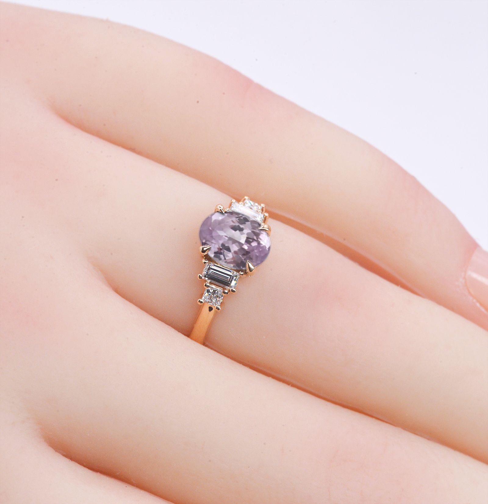 Oval Lavender Sapphire Vintage Engagement Ring