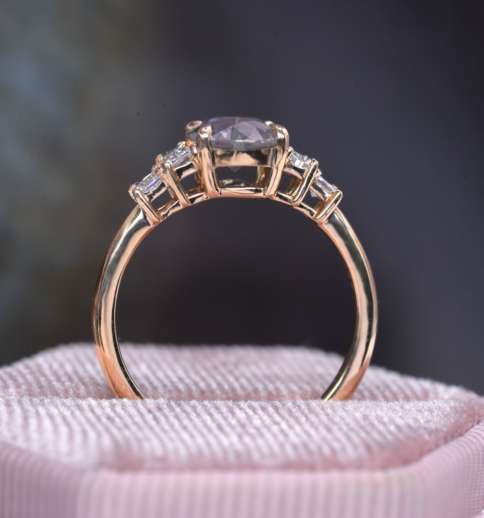 Oval Lavender Sapphire Vintage Engagement Ring
