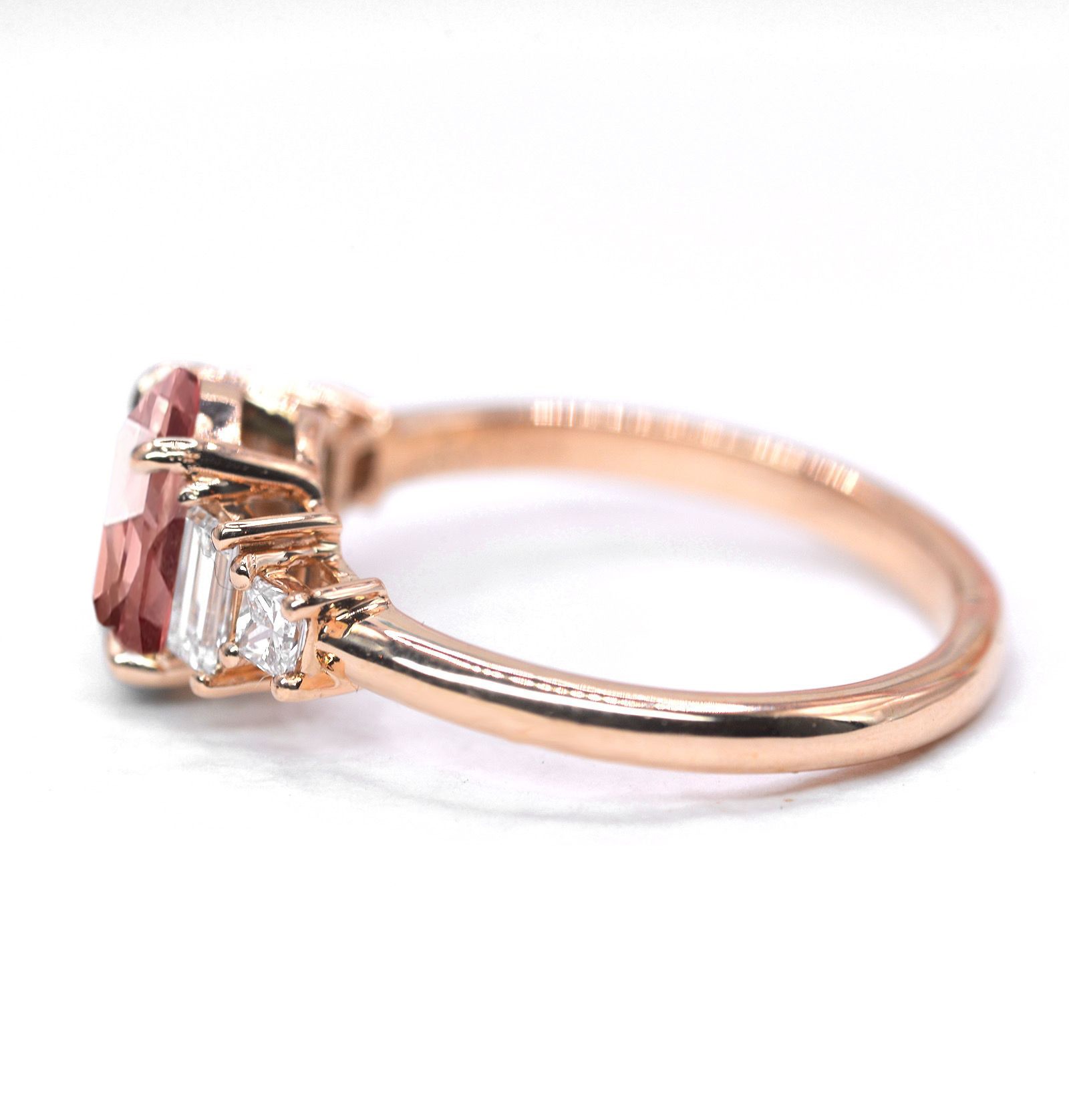 natural morganite baguette diamond vintage ring