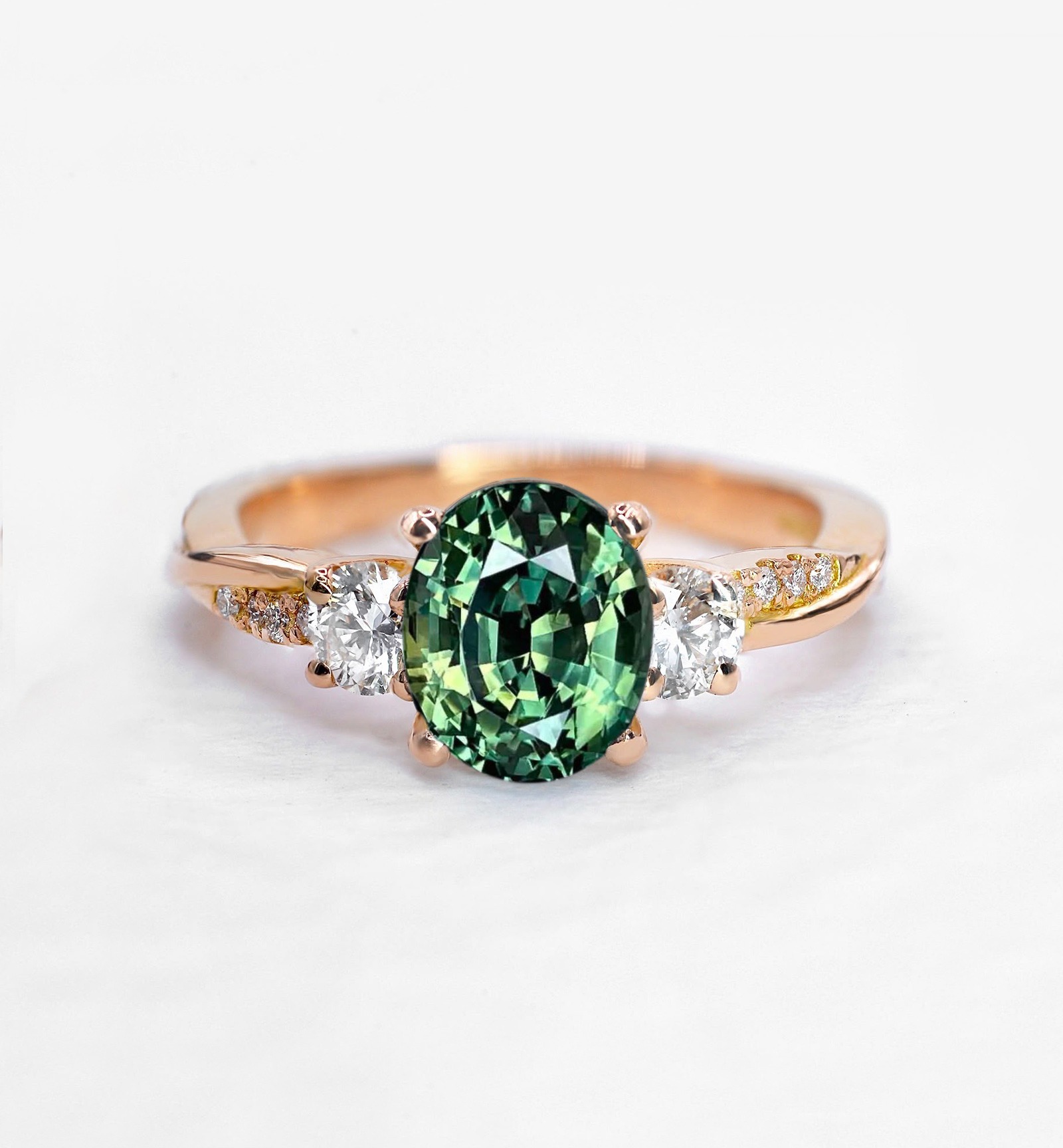 oval teal sapphire vintage classic engagement ring