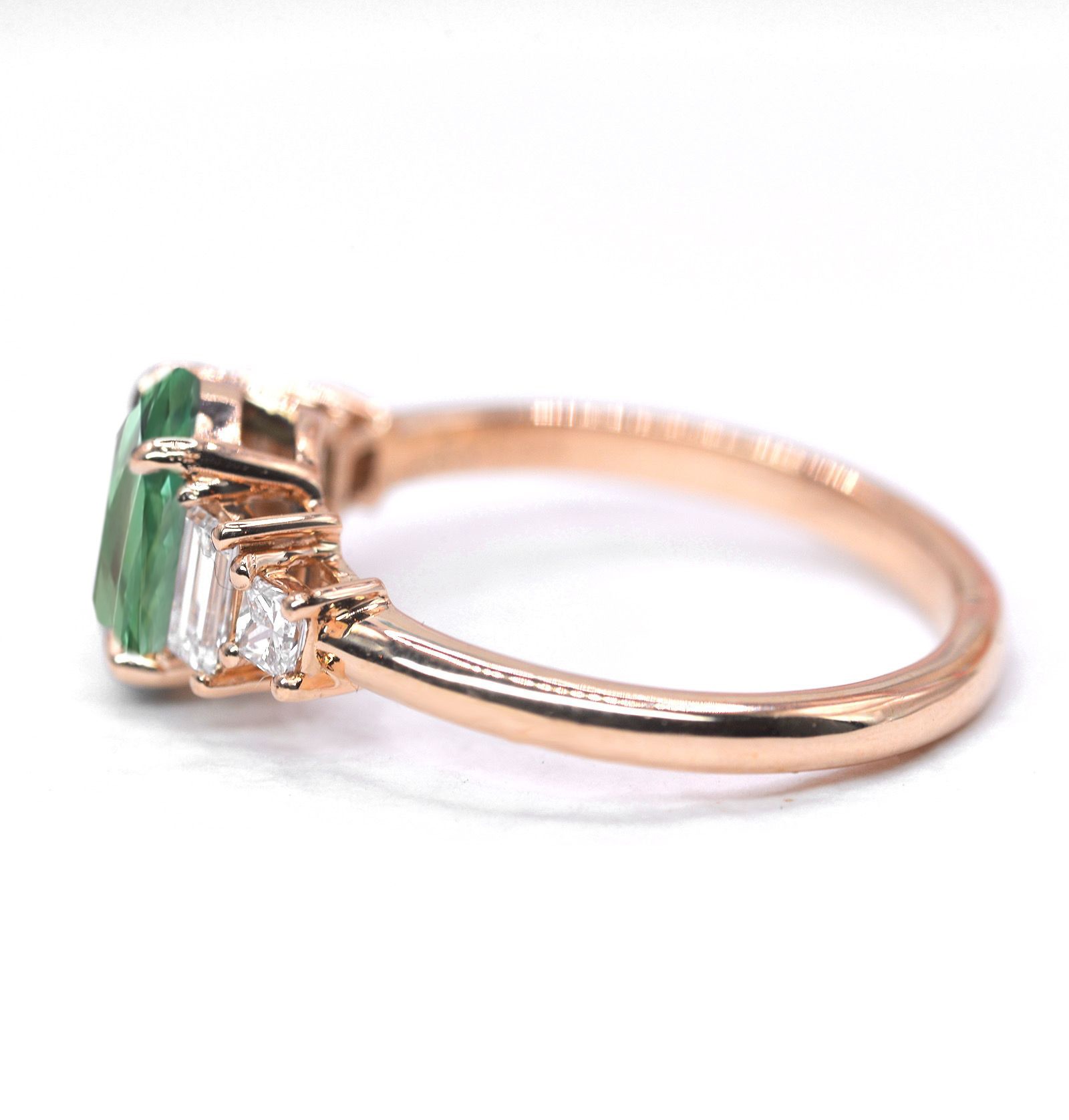 oval 1.53ct tourmaline baguette diamond vintage inspired ring