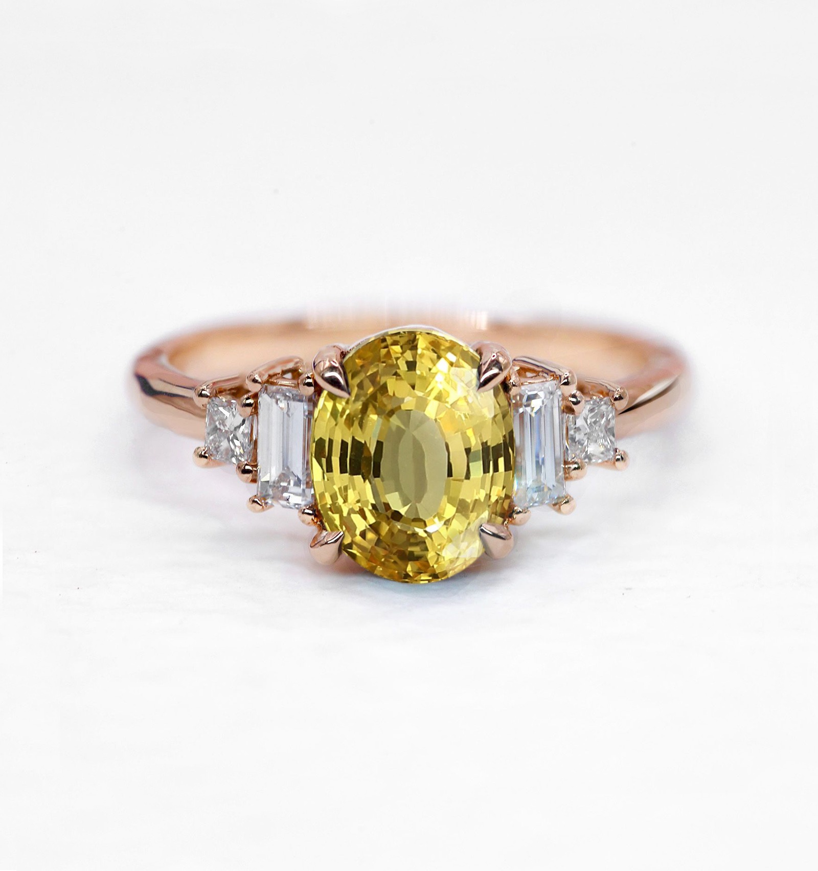 1.52ct natural oval yellow sapphire baguette diamond ring