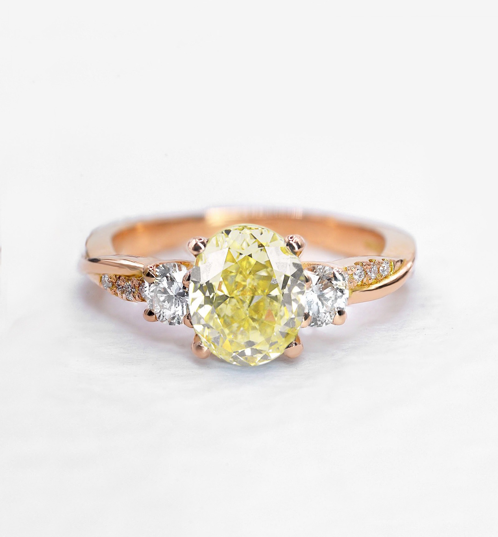 1.57ct natural oval yellow diamond vintage ring