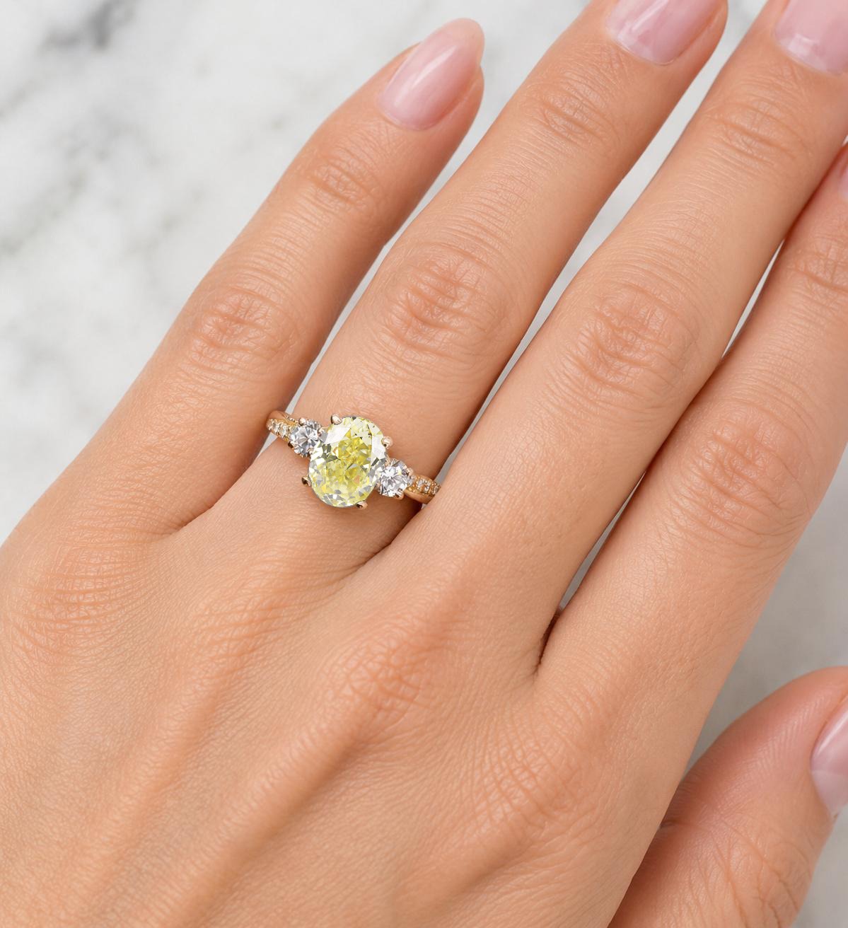 1.57ct natural oval yellow diamond vintage ring