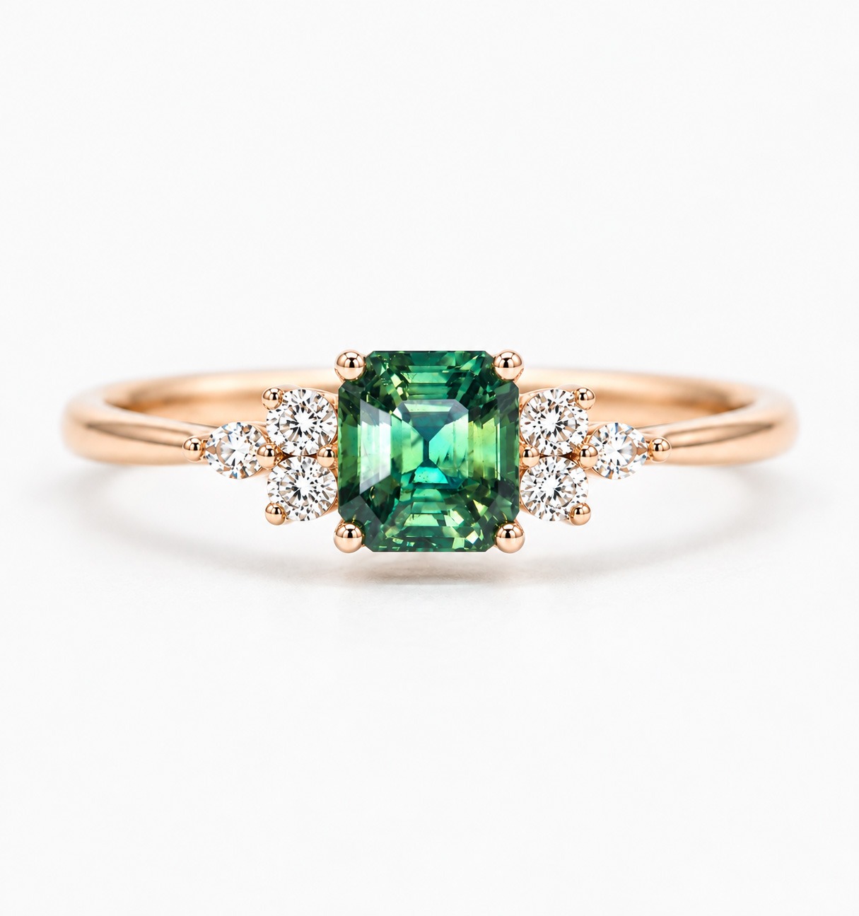 blue green teal sapphire engagement ring