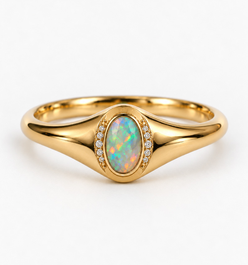 October Opal Signet Ring
