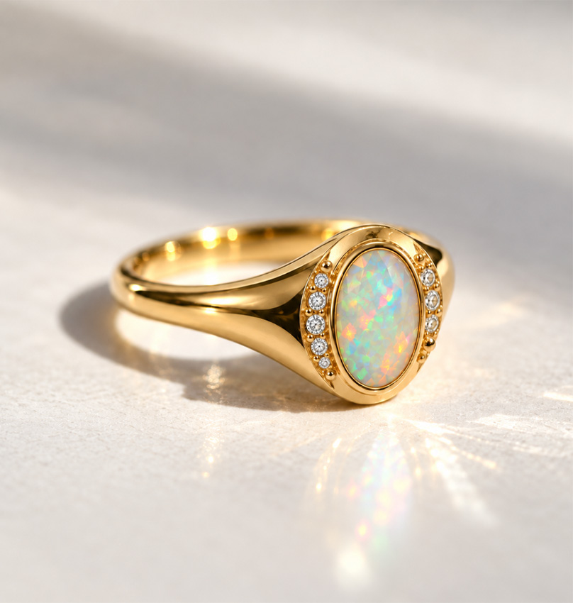 Opal birthstone ring
