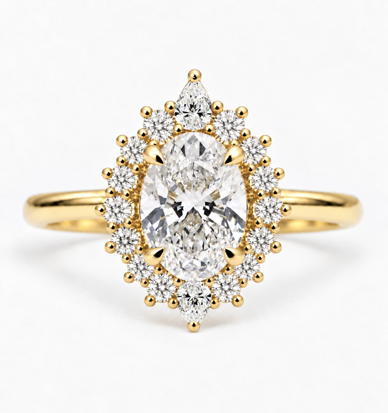 lab grown diamond halo engagement ring