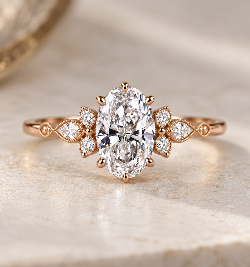 vintage inspired lab grown diamond engagement ring